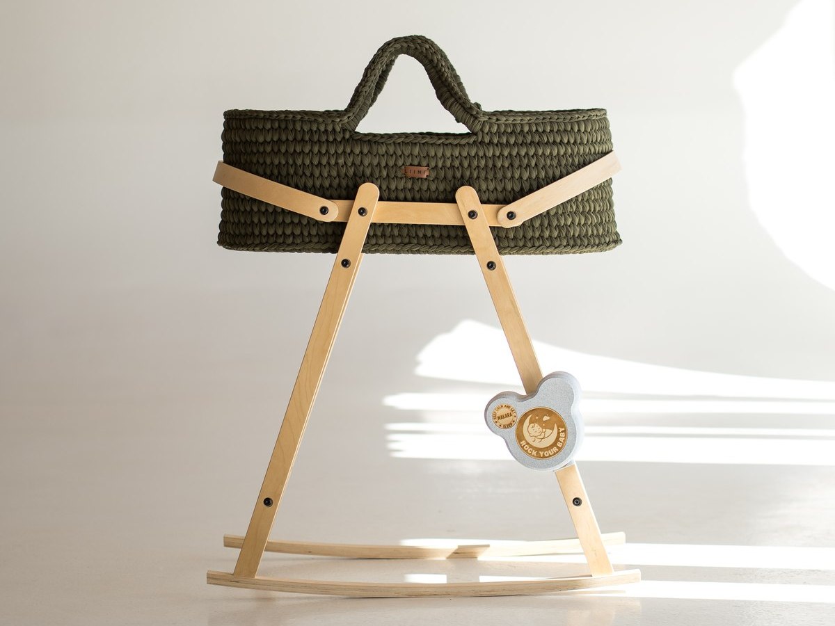 ROCK your BABY + LINII® Babywiege ROCK your BABY Komplettset mit echter Lullaby-Wiege in Olive